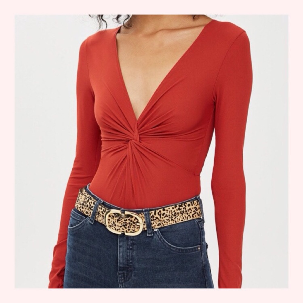 NWT Topshop orange twist bodysuit